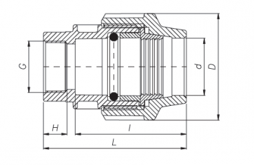 Preview: PP 32 x ½" Anschlussverschraubung mit Innengewinde