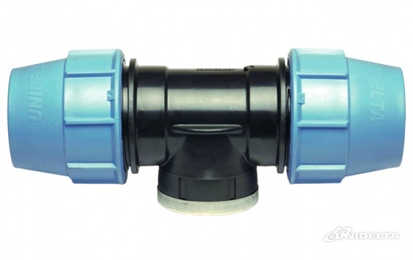 PP 40 x 1" x 40 T-Stück 90° mit Innengewinde am Mittelstutzen