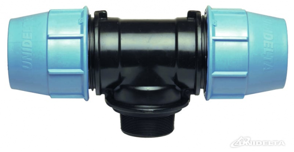 PP 75 x 2 1/2" x 75 T-Stück 90° mit Außengewinde